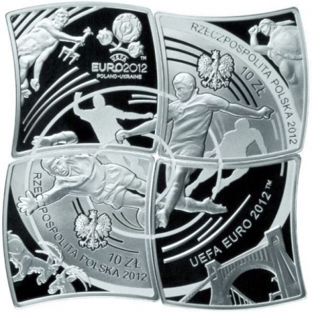 Awers monety10 zł Mistrzostwa Europy w Piłce Nożnej UEFA 2012 (4 x 10zl)