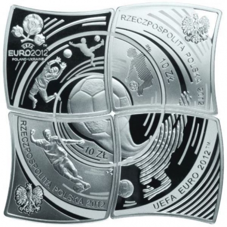 Rewers monety 10 zł Mistrzostwa Europy w Piłce Nożnej UEFA 2012 (4 x 10zl)