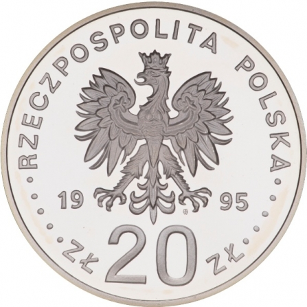 Awers monety20 zł 500 lat województwa płockiego (1495-1995)
