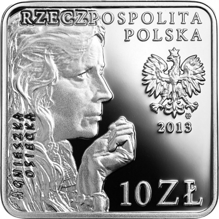 Coin obverse 10 pln Agnieszka Osiecka (square)
