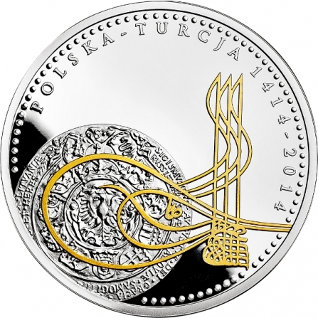 Rewers monety 20 zł 600 lat stosunków dyplomatycznych polsko-tureckich (20 zł + 50 TRY)
