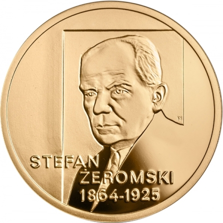 Rewers monety 200 zł 150. rocznica urodzin Stefana Żeromskiego