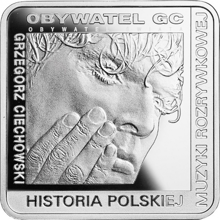 Rewers monety 10 zł Grzegorz Ciechowski (kwadrat)