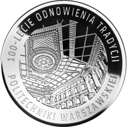 Coin reverse 10 pln 100 Years of Warsaw University of Technology