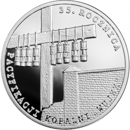 Rewers monety 10 zł 35. rocznica pacyfikacji kopalni „Wujek”