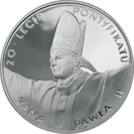 Rewers monety 10 zł Jan Paweł II, 20-lecie pontyfikatu