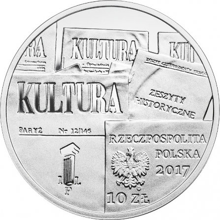 Awers monety10 zł 70-lecie Kultury Paryskiej
