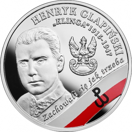 Rewers monety 10 zł Henryk Glapiński „Klinga”