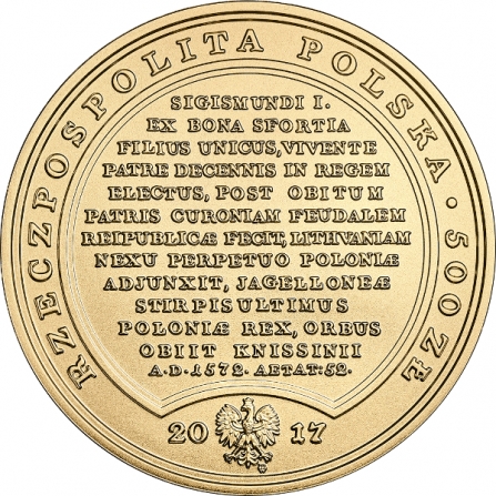 Coin obverse 500 pln Sigismund Augustus