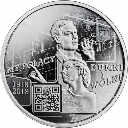 Rewers monety 10 zł My Polacy dumni i wolni 1918-2018