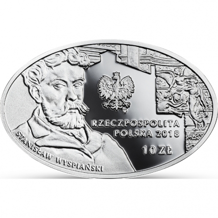 Coin obverse 10 pln 125th Anniversary of the Juliusz Słowacki Theatre in Cracow