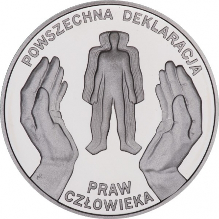 Rewers monety 10 zł Deklaracja Praw Człowieka