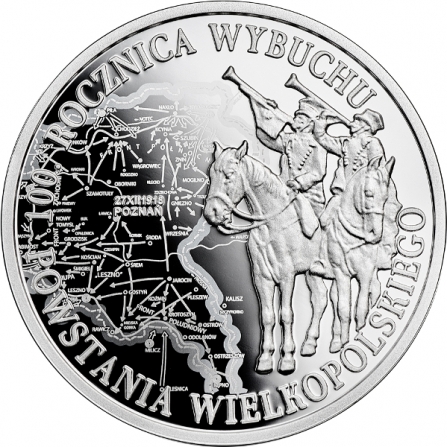 Rewers monety 10 zł 100. rocznica wybuchu Powstania Wielkopolskiego