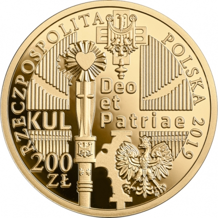 Awers monety200 zł 100-lecie Katolickiego Uniwersytetu Lubelskiego
