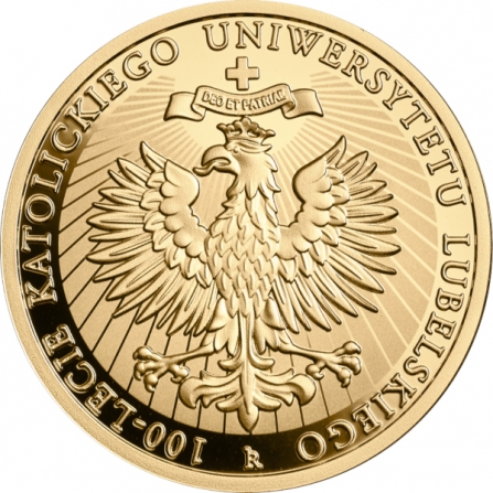 Rewers monety 200 zł 100-lecie Katolickiego Uniwersytetu Lubelskiego