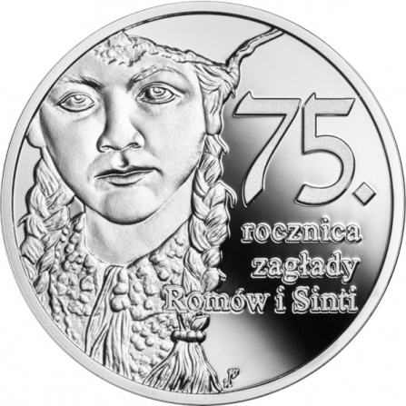 Rewers monety 10 zł 75. rocznica zagłady Romów i Sinti