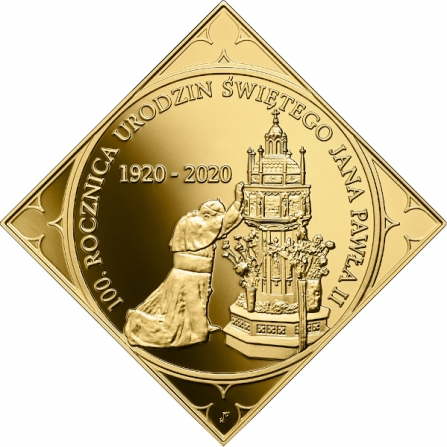 Rewers monety 500 zł 100. rocznica urodzin Świętego Jana Pawła II