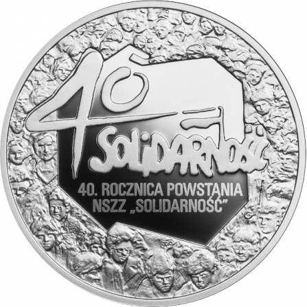 Rewers monety 10 zł 40. rocznica powstania NSZZ Solidarność