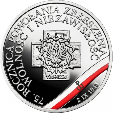 Rewers monety 10 zł 75. rocznica powołania Zrzeszenia „Wolność i Niezawisłość”