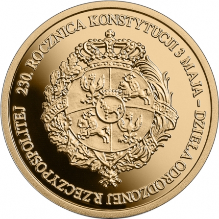 Rewers monety 100 zł 230. rocznica Konstytucji 3 Maja – dzieła odrodzonej Rzeczypospolitej
