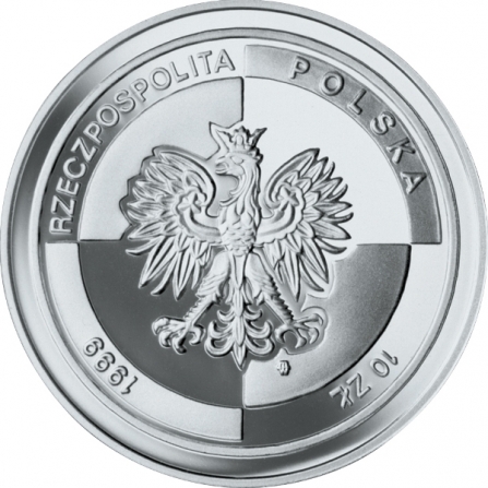 Awers monety10 zł Wstąpienie Polski do NATO