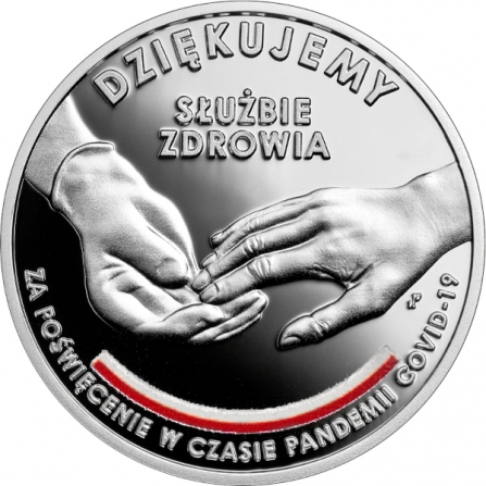 Rewers monety 10 zł Dziękujemy służbie zdrowia za poświęcenie w czasie pandemii COVID-19