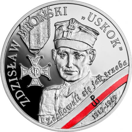 Rewers monety 10 zł Zdzisław Broński „Uskok”