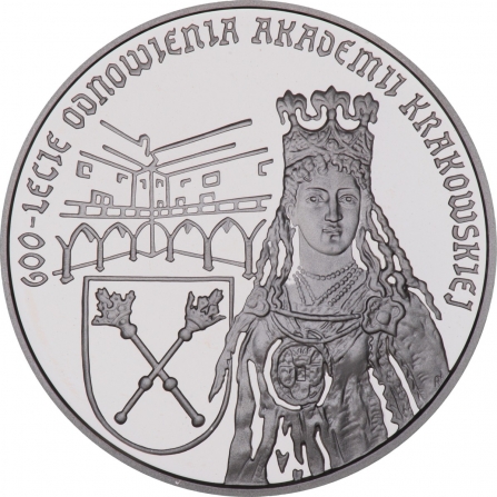 Rewers monety 10 zł 600-lecie odnowienia Akademii Krakowskiej (1400-2000)