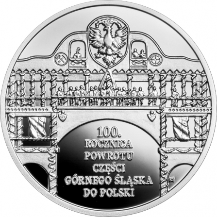 Rewers monety 10 zł 100. rocznica powrotu części Górnego Śląska do Polski