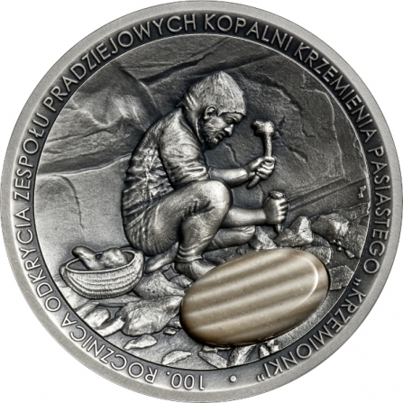 Coin reverse 50 pln 100thAnniversary of the Discovery of the Complex of Prehistoric Striped Flint Mines “Krzemionki”