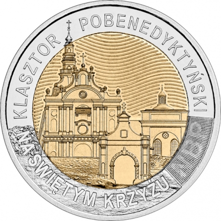 Rewers monety 5 zł Klasztor pobenedyktyński na Świętym Krzyżu