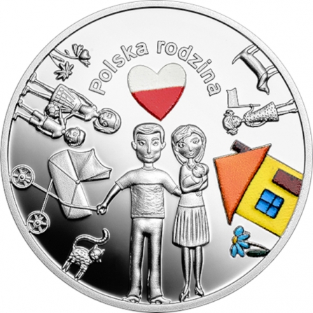 Rewers monety 10 zł Polska rodzina