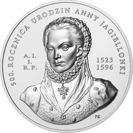 Rewers monety 50 zł 500. rocznica urodzin Anny Jagiellonki
