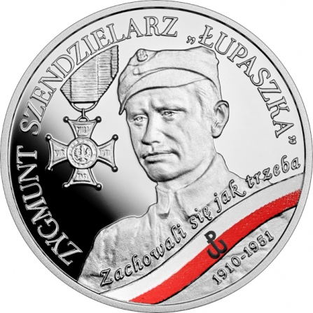 Rewers monety 10 zł Zygmunt Szendzielarz „Łupaszka”