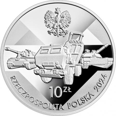 Awers monety10 zł 25. rocznica wstąpienia Polski do NATO