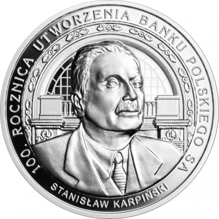 Rewers monety 10 zł 100. rocznica utworzenia Banku Polskiego SA