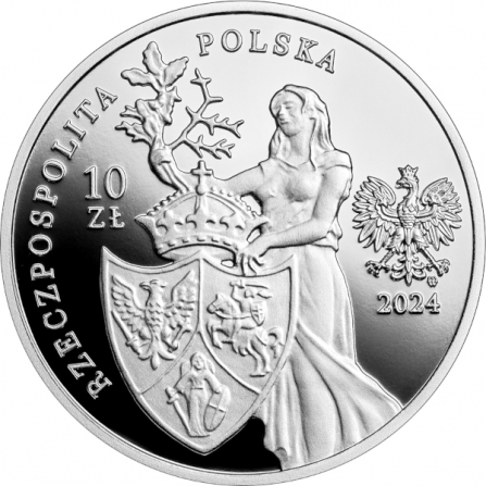 Awers monety10 zł 160. rocznica śmierci Romualda Traugutta