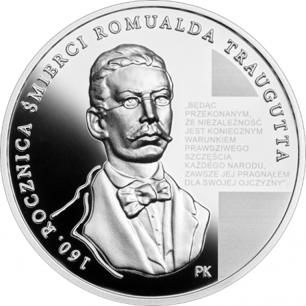 Rewers monety 10 zł 160. rocznica śmierci Romualda Traugutta