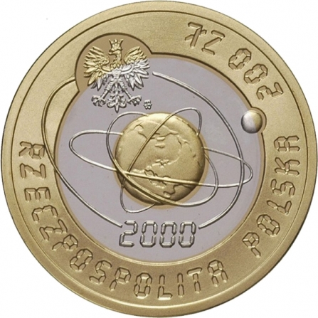 Awers monety200 zł Rok 2000 - przełom tysiącleci