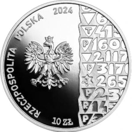 Awers monety10 zł Ofiarom obozu koncentracyjnego Stutthof