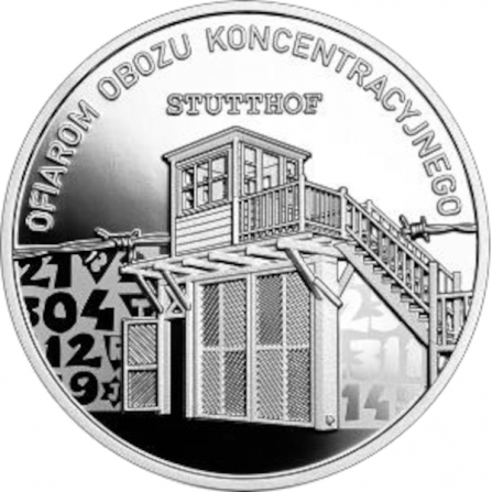 Rewers monety 10 zł Ofiarom obozu koncentracyjnego Stutthof