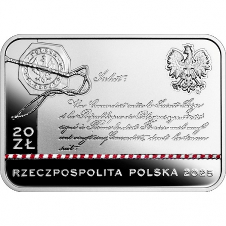 Awers monety20 zł 100-lecie zawarcia Konkordatu między Stolicą Apostolską a Rzecząpospolitą Polską
