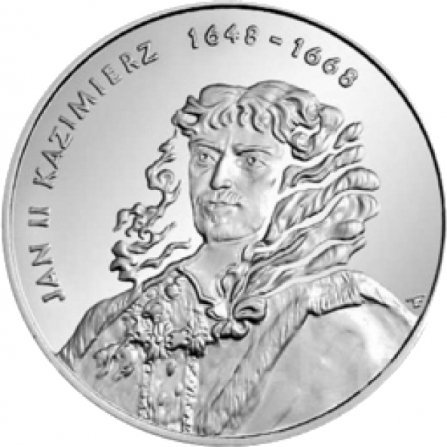 Rewers monety 10 zł Jan II Kazimierz (1648-1668), popiersie