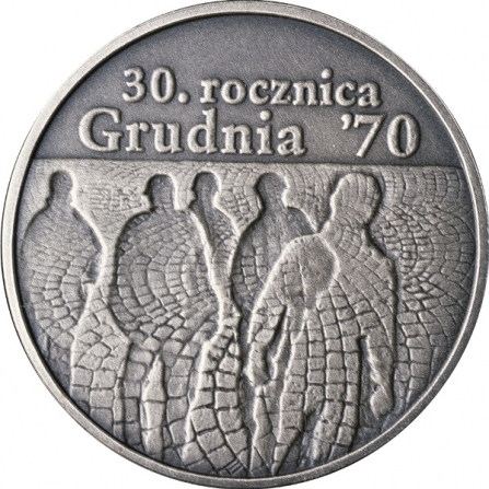 Coin reverse 10 pln 30th Anniversary of December Events in 1970