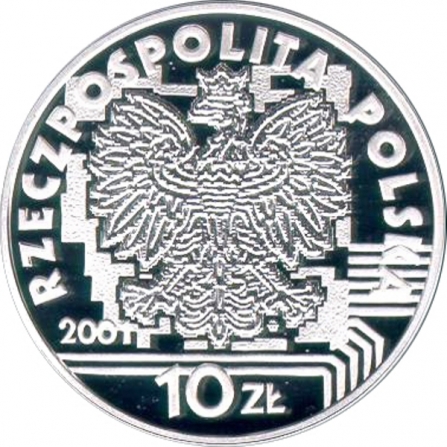 Awers monety10 zł Rok 2001