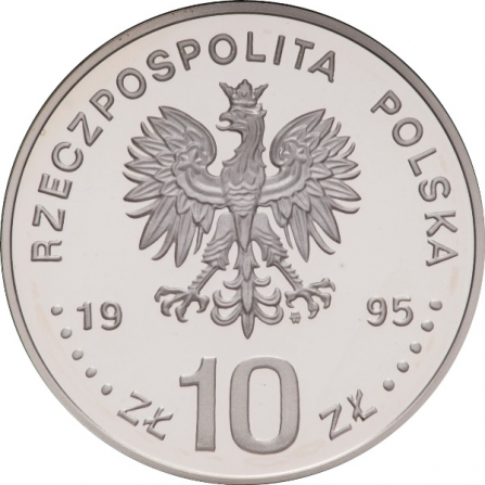 Awers monety10 zł 100 lat nowożytnych Igrzysk Olimpijskich (1896-1996)