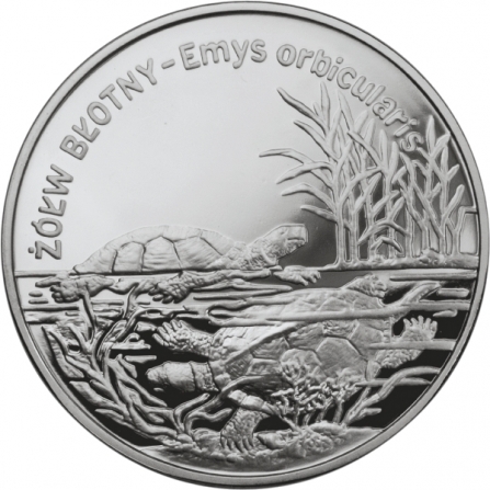 Rewers monety 20 zł Żółw błotny (łac. Emys orbicularis)