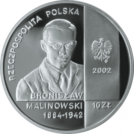 Awers monety10 zł Bronisław Malinowski (1884-1942)